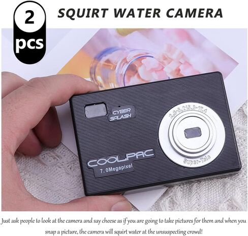 Toyvian 2pcs Water Camera Prank Spray Funny Water Trick Toys for Kids Party Favors Funny Gag Toys Black in Kuwait