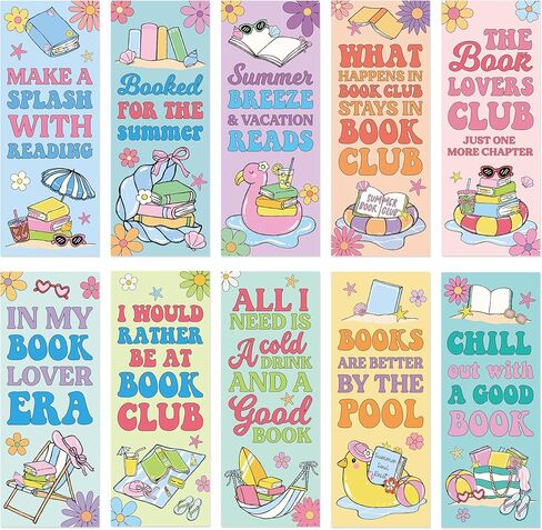 Laffact Summer Reading Bookmarks - 120Pcs Colorful Vacation Bookmarks Reading Tracker, Summer Breeze Style Page Marker, Readers Accessories Book Club Gifts for Book Lover Bookish Birthday Party Favors in Kuwait