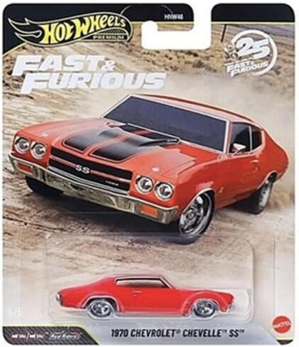 Hot Wheels Premium Fast & Furious 25th Anniversary Die-Cast Cars, Set of 4, Custom Chevy, Chevelle, Honda Del Sol, Lamborgini Aventador,1:64 Scale HNW46-956P in Saudi Arabia