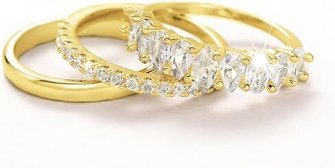 14k Gold Stackable Rhinestone Statement Ring Set for Women,Multi-Layer Cubic Zirconia Thumb Ring Set,Chunky Delicate Ring Set Engagement Wedding Gift in Saudi Arabia