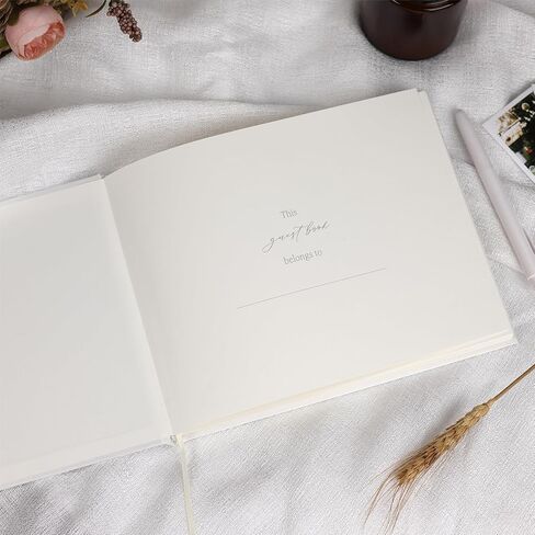كتاب ضيوف أنيق من LONLAT لحفلات الزفاف، دفتر ضيوف جميل لاستحمام الطفل وديكور الزفاف، 96 صفحة فارغة لتسجيل الدخول، صور بولارويد وصور (أبيض لؤلؤي) in Kuwait