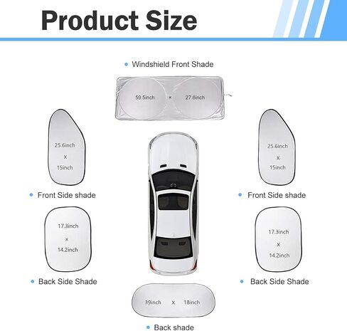 6 PCS Car Window Sunshade Set, Foldable Reflective Car Sun Shade Set, Dual-layer Heat Insulation Auto Privacy Shades, Universal Automotive Cool Accessories (Silver) in Saudi Arabia