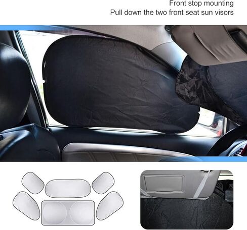 6 PCS Car Window Sunshade Set, Foldable Reflective Car Sun Shade Set, Dual-layer Heat Insulation Auto Privacy Shades, Universal Automotive Cool Accessories (Silver) in Saudi Arabia