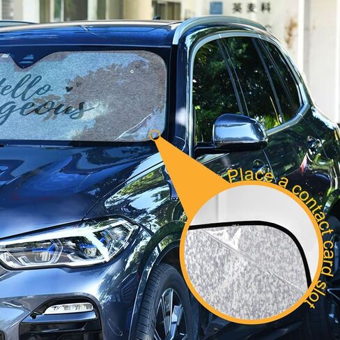Hello Gorgeous Car Windshield Sun Shade White Silver Glitter Sparkle Car Sun Visor for UV Rays and Sun Heat Protection Bling Blocks Heat and Sun Foldable Sun Shield 55x27 Inch in Saudi Arabia