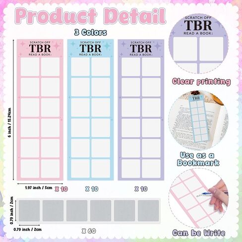 L1rabe Back to School TBR Bookmarks - 90P Colorful DIY Book Markers TBR Scratch Off Cards & Stickers for Students Teachers, Reading Page Tracker for Readers Book Lovers Women Girls to Reveal Next Book in Saudi Arabia