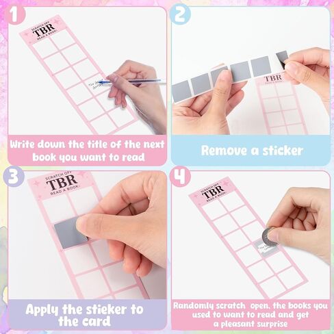 L1rabe Back to School TBR Bookmarks - 90P Colorful DIY Book Markers TBR Scratch Off Cards & Stickers for Students Teachers, Reading Page Tracker for Readers Book Lovers Women Girls to Reveal Next Book in Saudi Arabia