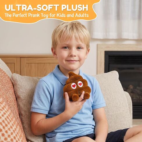 Farting Poop Plush Toy, Cute Heart Eyes Design, Squeeze for 20+ Funny Fart Sounds, Hilarious Prank Gag Gift, Soft Plush Stress Relief Toy, White Elephant Gift in Saudi Arabia