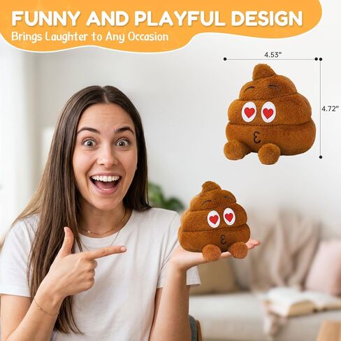 Farting Poop Plush Toy, Cute Heart Eyes Design, Squeeze for 20+ Funny Fart Sounds, Hilarious Prank Gag Gift, Soft Plush Stress Relief Toy, White Elephant Gift in Saudi Arabia