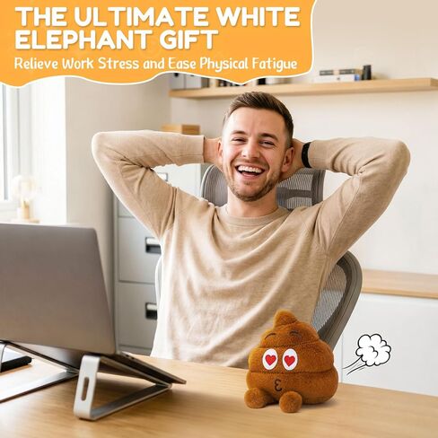 Farting Poop Plush Toy, Cute Heart Eyes Design, Squeeze for 20+ Funny Fart Sounds, Hilarious Prank Gag Gift, Soft Plush Stress Relief Toy, White Elephant Gift in Saudi Arabia