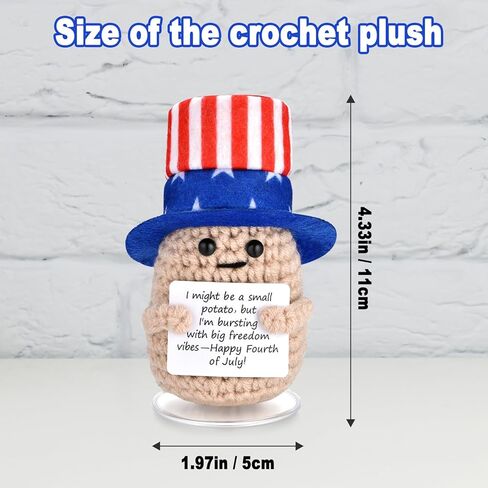 Handmade Crochet Patriotic Doll - 4.3" Mini American Flag Decor for 4th of July, Independence Day, Memorial Day | Emotional Comfort Plush, Veteran Gift, Home Décor in Saudi Arabia