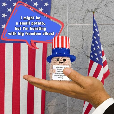 Handmade Crochet Patriotic Doll - 4.3" Mini American Flag Decor for 4th of July, Independence Day, Memorial Day | Emotional Comfort Plush, Veteran Gift, Home Décor in Saudi Arabia
