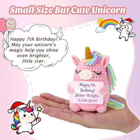 7 Year Old Girl Birthday Gifts, Handmade Crochet Pink Unicorn Plush for 7th Birthday Gifts for Girls, Cute Decoration for 7 YO Girl Daughter Granddaughter Niece in Saudi Arabia