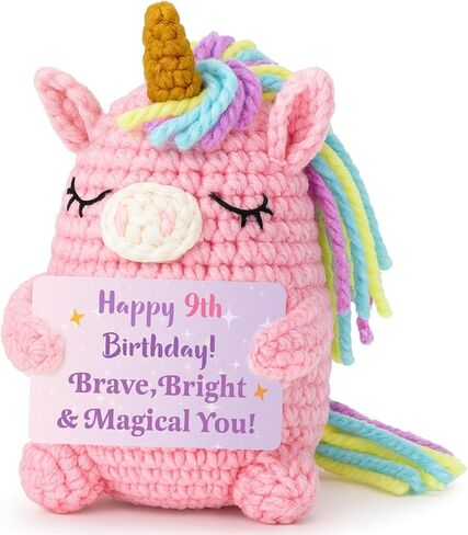 7 Year Old Girl Birthday Gifts, Handmade Crochet Pink Unicorn Plush for 7th Birthday Gifts for Girls, Cute Decoration for 7 YO Girl Daughter Granddaughter Niece in Saudi Arabia