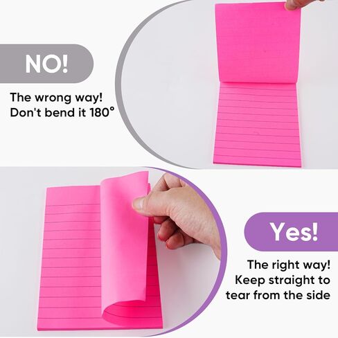 Lined Sticky Notes 4x6 in, Large Note Pads with Lines, 12 Pack Self-Stick Note Pads, 6 Colors Super Sticking Power Ruled Notepads for Office, School, Home, Planning & Windows, 30 Sheets/Pad in Saudi Arabia