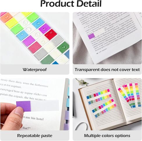 Sticky Tabs, 1000 Pcs Transparent Writable Page Notes Marker Tabs Colorful Tabs Flags for Notebooks Files Page Marking in Saudi Arabia