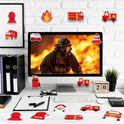 240 Pages Firetruck Sticky Notes Set - Fire Engine Self-Sticky Notepads with 12 Firetruck Themed Designs for Writing Memos, Reminders, and Notes, Flame Fireman Party Favors, Holiday Appreciation Gifts in Kuwait