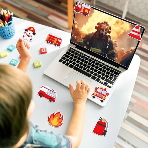 240 Pages Firetruck Sticky Notes Set - Fire Engine Self-Sticky Notepads with 12 Firetruck Themed Designs for Writing Memos, Reminders, and Notes, Flame Fireman Party Favors, Holiday Appreciation Gifts in Kuwait