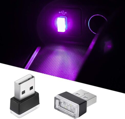 2Pcs USB LED Atmosphere Lights Mini Car Interior Accessories Ambient Lamp Universal, Mini USB LED Decoration Night Light, Portable Car Ambient Lighting Kit for All Car Interiors (Purple Pink) in Saudi Arabia