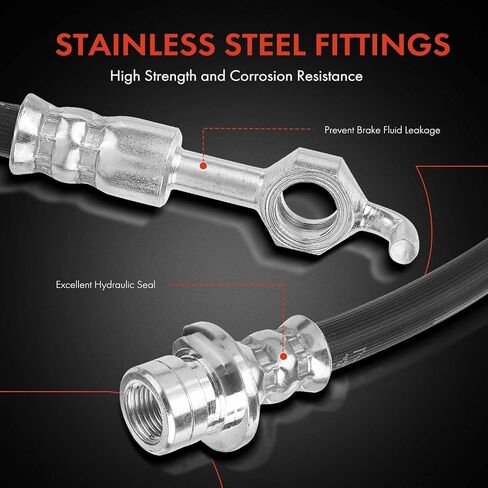 A-Premium Front Driver Brake Hydraulic Hose Compatible with Select Toyota Models - Celica 2000 2001 2002 2003 2004 2005 L4 1.8L - Replace# 9094702C24 in Kuwait