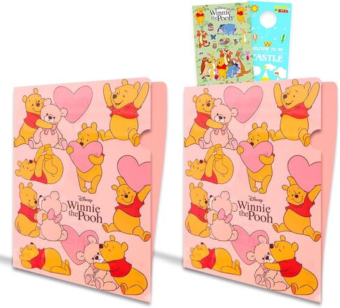 Winnie The Pooh Folders for School - Bundle with 2 Plastic Folders with Pockets Plus Stickers, More | Disney Winnie The Pooh School Supplies for Girls in Kuwait