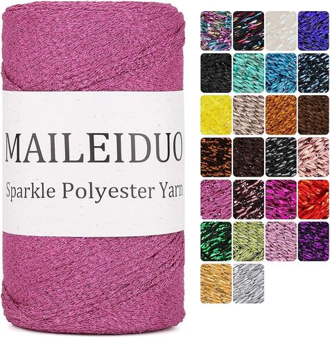 Sparkle Silver Gold Yarn for Crocheting 3mm*218yd Sparkly Metallic Gold Silver Polyester Yarn for Crochet Amigurumi, Cardigans, Shawls, Bag Making, DIY Soft Craft in Saudi Arabia
