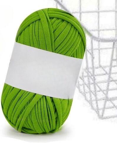 T-Shirt Yarn, Elastic Fabric Crochet Yarn, Thick Hand Knitting Polyester Fabric Ribbon for Crocheting Bags/Baskets/Rugs, Home Decor, DIY Crafts (89 Apple Green) in Kuwait