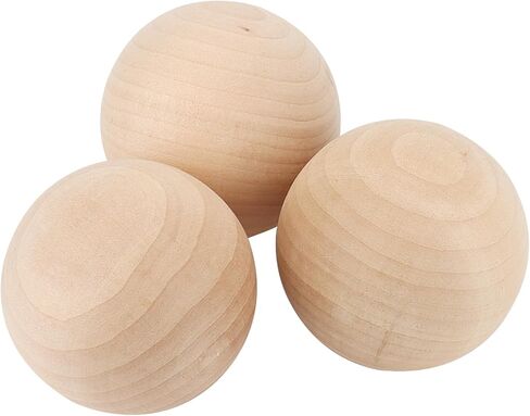 SOUJAP 3 PCS 3 Inch Round Wooden Balls, 7.5cm Natural Unfinished Wood Balls, Wooden Sphere Crafting Ball for Crafts and DIY Projects in Kuwait