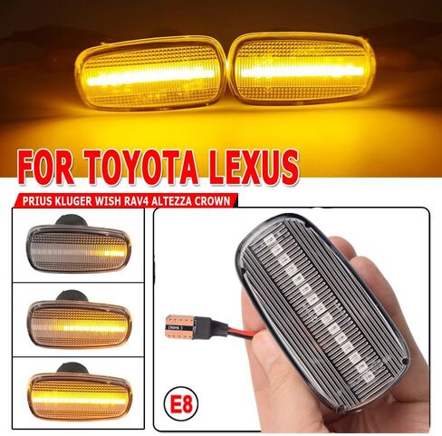 مصباح إشارة الانعطاف LED ضوء علامة جانبية للحاجز الأمامي متوافق مع Lexus IS200 IS300 LS430 To-yo-ta RAV4 Prius Kluger Crown Wish (كريستال) in Kuwait