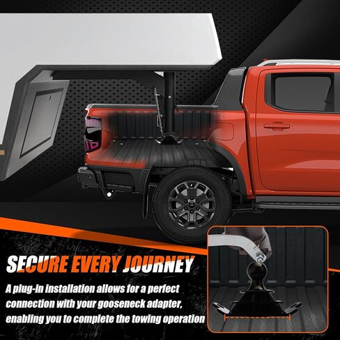 3" Raised Gooseneck Ball Hitch fit for Underbed Gooseneck Trailer Hitch (Square Base Receiver), Pre-Drilled Holes for Safety Chains, 38,000 lbs, Anti-tilt PU Washer Included in Saudi Arabia