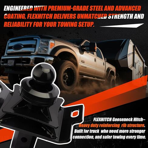 3" Raised Gooseneck Ball Hitch fit for Underbed Gooseneck Trailer Hitch (Square Base Receiver), Pre-Drilled Holes for Safety Chains, 38,000 lbs, Anti-tilt PU Washer Included in Saudi Arabia