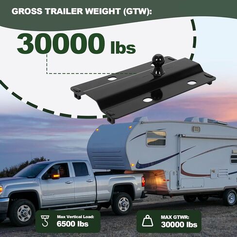 30000 lbs Gooseneck Ball Plate for Industry-Standard 5th Wheel Rails, Gooseneck Hitch Plate with 2-5/16 Inch Ball for Large RV, Flatbed Trailer and Livestock Trailer or Others Towing Heavy Trailers in Kuwait