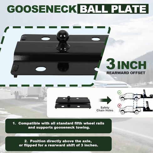 30000 lbs Gooseneck Ball Plate for Industry-Standard 5th Wheel Rails, Gooseneck Hitch Plate with 2-5/16 Inch Ball for Large RV, Flatbed Trailer and Livestock Trailer or Others Towing Heavy Trailers in Kuwait