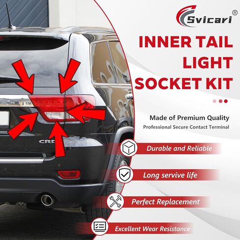 Inside Tail Light Socket, Backup Reverse Lamp Holder Kit, Brake Light with Bulb Fit for Jeep Grand Cherokee 2014-2020 2PCS in Kuwait