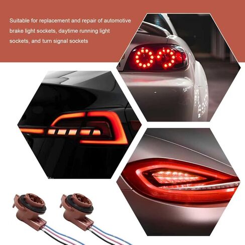 2PCS 3157 Bulb Socket, Car Turn Signal Plug Connectors Pre-Wired Harness Sockets, Vehicle LED Bulb Adapters Pigtail Socket for Turn Signals, DRL Lamps, Brake/Tail Lights in Kuwait