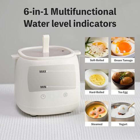Rapid Egg Cooker, 6 in 1 Egg Cooker for Hard Boiled Eggs, Soft Boiled, Egg Custard, Electric Egg Boiler with Auto Shut Off and Beep Alarm, Smart Egg Maker for Home, Kitchen, Dorm, No BPA in Saudi Arabia