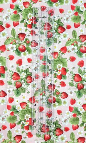 Timeless Treasures Berry Sweet Red Strawberries and Blossom Bouquets on Pink Cotton Fabric by The Yard in Saudi Arabia