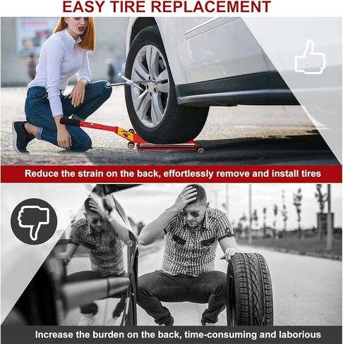 Wayona Portable Tire Jack Tool with Roller Plate, Tire Lifting Tool with Removable Handle for Cars, SUVs and Off-Road Trucks, Effortless Tire Lifter Jack Tool for Removal and Positioning of Tires in Saudi Arabia