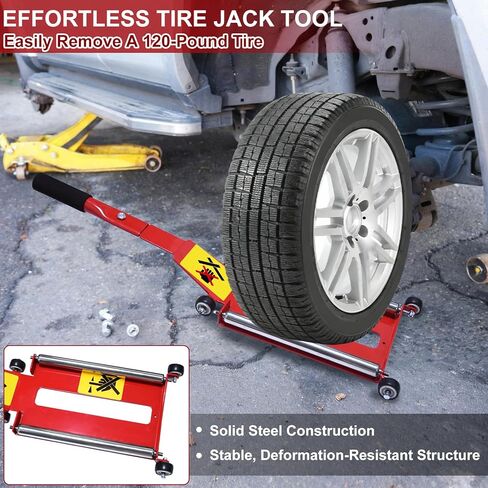 Wayona Portable Tire Jack Tool with Roller Plate, Tire Lifting Tool with Removable Handle for Cars, SUVs and Off-Road Trucks, Effortless Tire Lifter Jack Tool for Removal and Positioning of Tires in Saudi Arabia
