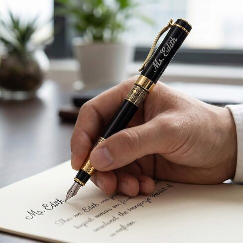 Ancolo Custom Ink Pens with Name on the Pens - Souvenir Gift Set with 5 Pen Box 10 extra Black Refills Engraved pens Gift for Christmas Father's day Graduation Wedding Gifts in Saudi Arabia
