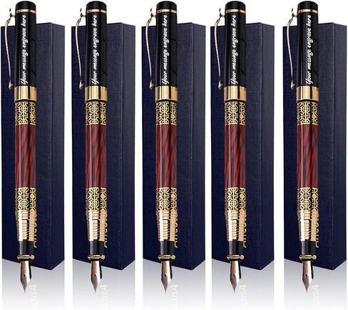 Ancolo Custom Ink Pens with Name on the Pens - Souvenir Gift Set with 5 Pen Box 10 extra Black Refills Engraved pens Gift for Christmas Father's day Graduation Wedding Gifts in Saudi Arabia