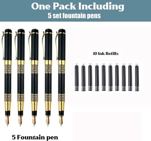 Ancolo Custom Ink Pens with Name on the Pens - Souvenir Gift Set with 5 Pen Box 10 extra Black Refills Engraved pens Gift for Christmas Father's day Graduation Wedding Gifts in Saudi Arabia