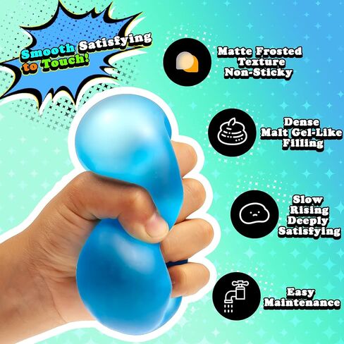 Sensory Stress Cube – High-Density Gel Filled Squishy Toy with Matte Texture for Kids & Adults, Calming Anxiety Relief, Fidget Stress Ball, Autism-Supportive, 1-Pack in Blue in Kuwait