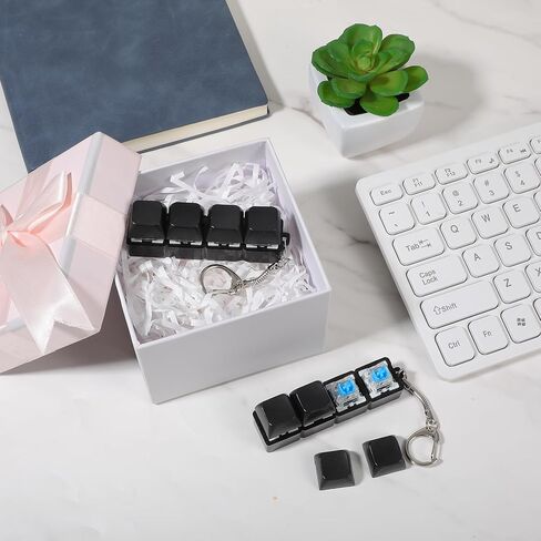 2 Pcs Keyboard Fidget Toys Fidget Clicker, Keyboard Four-Button Clicker Keychain Button ADHD Stress Relief Gifts Sensory Toy for Adult Boost Focus Pass The Time in Saudi Arabia