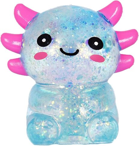 Sitting Axolotl Squishy Toy, Blue Soft Gel Stress Relief Fidget Toys for Kids Boys Girls Age 3+, Sensory Anxiety Relief Squeeze Toys, Not Easy to Fall Off, 2.76" x 2.36" x 1.77"( 1Pcs) in Kuwait