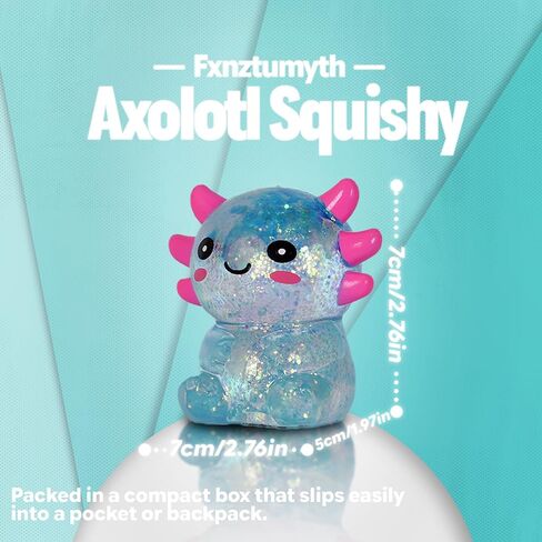 Sitting Axolotl Squishy Toy, Blue Soft Gel Stress Relief Fidget Toys for Kids Boys Girls Age 3+, Sensory Anxiety Relief Squeeze Toys, Not Easy to Fall Off, 2.76" x 2.36" x 1.77"( 1Pcs) in Kuwait