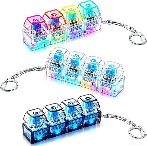 12 Pcs Keyboard Fidget Toy, Keyboard Clicker Fidget Toy with LED Lights, Keyboard Keychain Decompression Button Finger Clicker Toys, Stress Relief Fidget Toys for Kids, Stress Toys Teen Gifts in Saudi Arabia