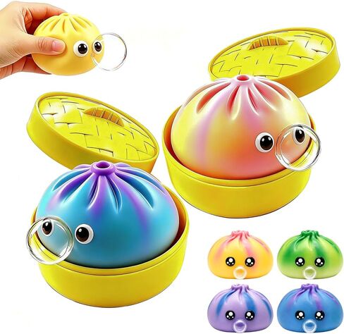 2 Pcs Dumpling Squishy Mystery Box, Bubble Blowing Squishy Dumpling Fidget Toys with Food Steamer, Colorful Dumpling Stress Ball Sensory Toy, Mystery Dumpling Squeeze Ideal Gift for Adults & Teens in Saudi Arabia