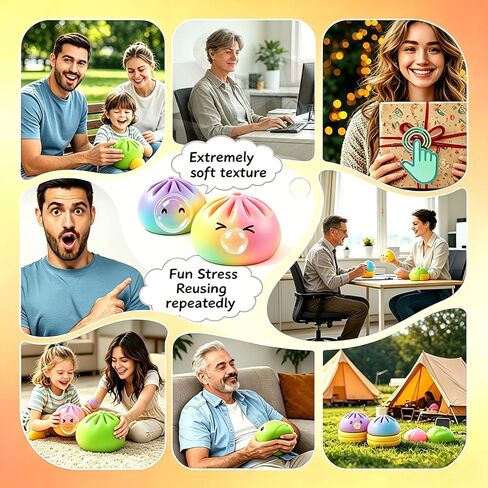 2 Pcs Dumpling Squishy Mystery Box, Bubble Blowing Squishy Dumpling Fidget Toys with Food Steamer, Colorful Dumpling Stress Ball Sensory Toy, Mystery Dumpling Squeeze Ideal Gift for Adults & Teens in Saudi Arabia