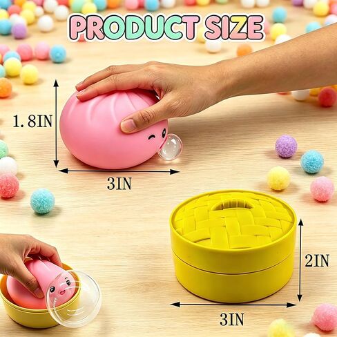 2 Pcs Dumpling Squishy Mystery Box, Bubble Blowing Squishy Dumpling Fidget Toys with Food Steamer, Colorful Dumpling Stress Ball Sensory Toy, Mystery Dumpling Squeeze Ideal Gift for Adults & Teens in Saudi Arabia