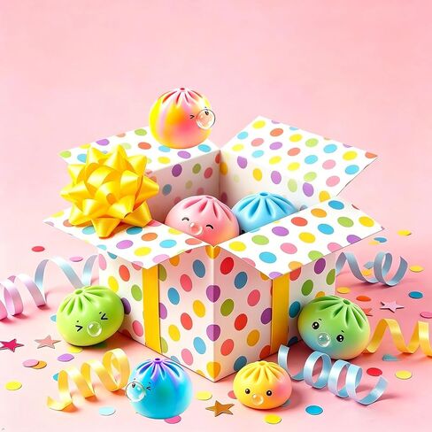 2 Pcs Dumpling Squishy Mystery Box, Bubble Blowing Squishy Dumpling Fidget Toys with Food Steamer, Colorful Dumpling Stress Ball Sensory Toy, Mystery Dumpling Squeeze Ideal Gift for Adults & Teens in Saudi Arabia